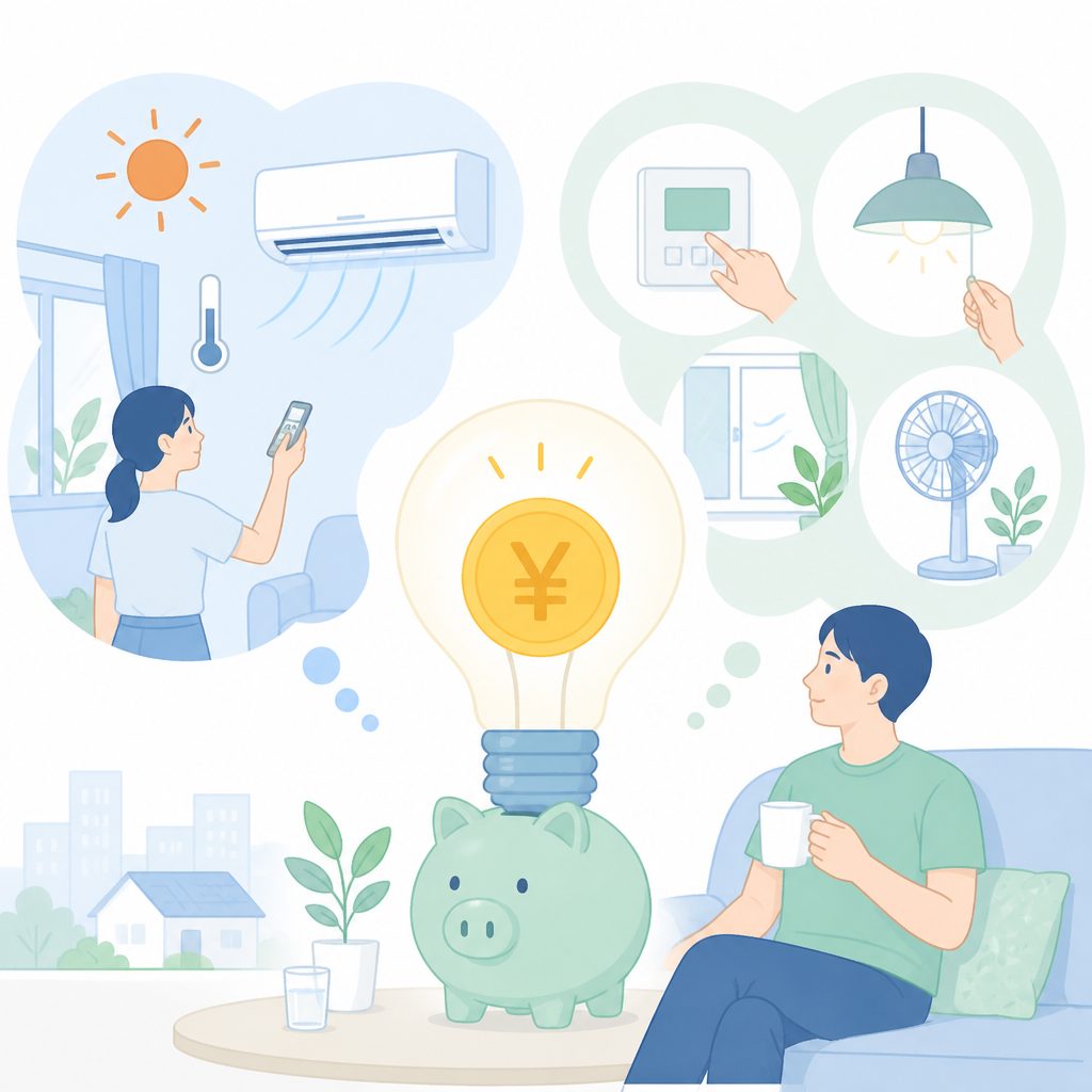 夏の電気代はなぜ高い？平均額と今すぐできる節電のイメージイラスト