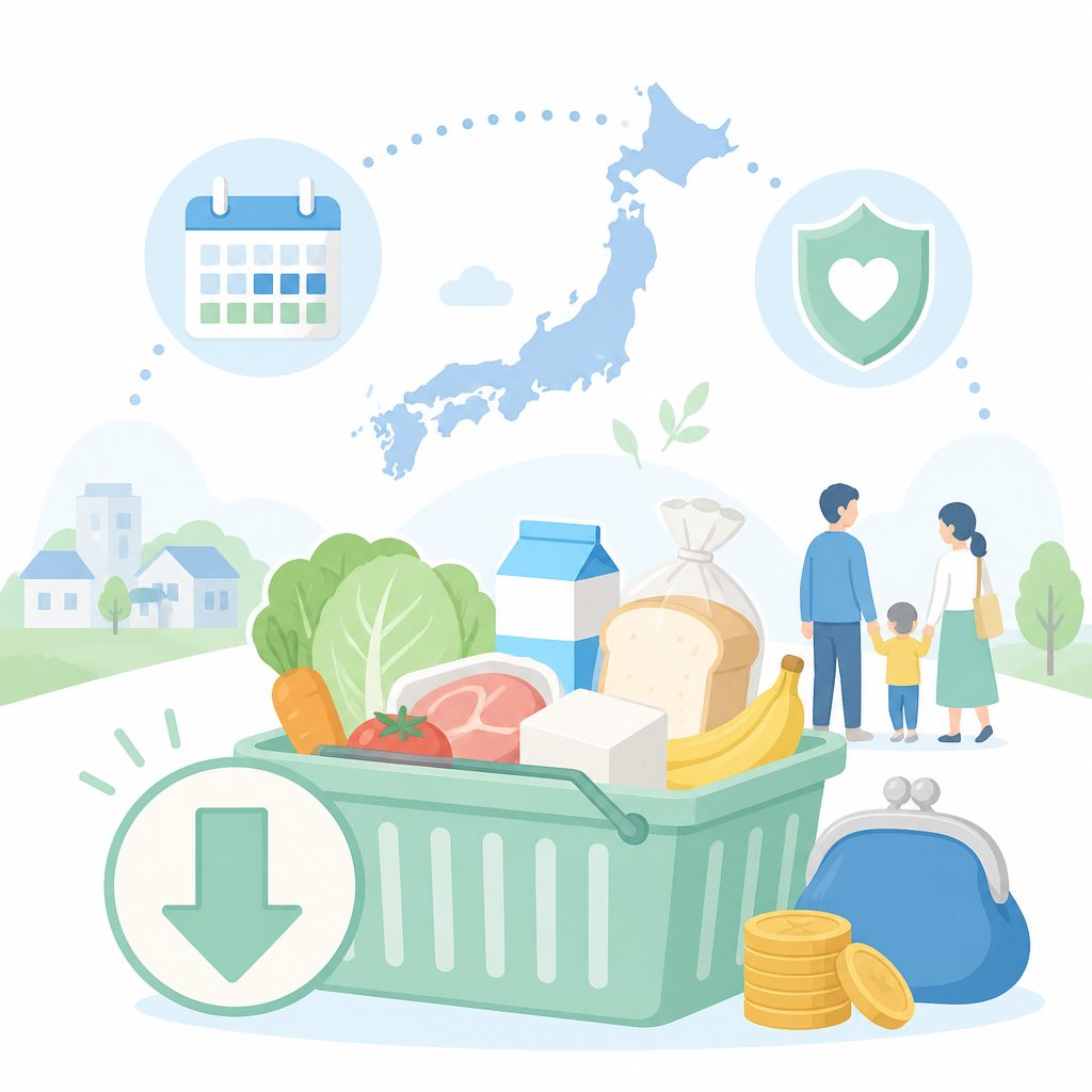 食品の消費税が1%に?2027年4月からの2年間をやさしく解説のイメージイラスト